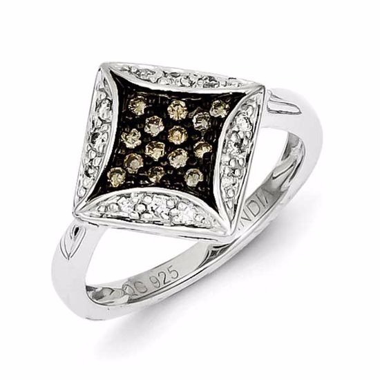 QR5132-6 White Night Sterling Silver Champagne Diamond & Diamond Shape Ring