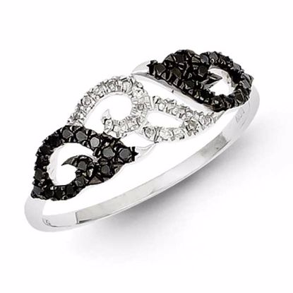 QR5449-8 White Night Sterling Silver Black & White Diamond Ring