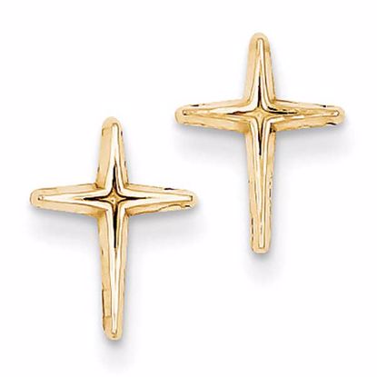 YE37 Confirmation/Communion 14k Polished Cross Post Earrings