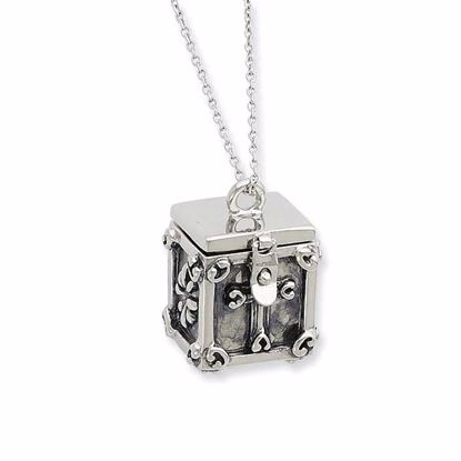 QSX375 Sentimental Expressions Sterling Silver Antiqued Blessing Box 18in Necklace