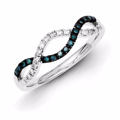 QR5297-6 White Night Sterling Silver White & Blue Diamond Ring