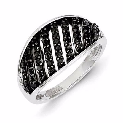 QR2967-7 White Night Sterling Silver Black & White Diamond Ring