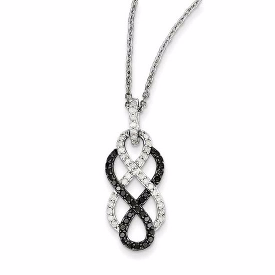 QP2177 White Night Sterling Silver Black & White Diamond Pendant