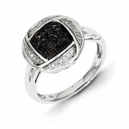 QR3289-8 White Night Sterling Silver Black & White Diamond Ring