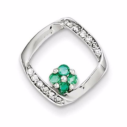 XP4104E/AA Celtic 14k White Gold Diamond & Emerald Pendant