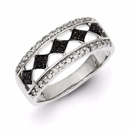 QR5412-7 White Night Sterling Silver Rhodium Plated Back & White Diamond Ring