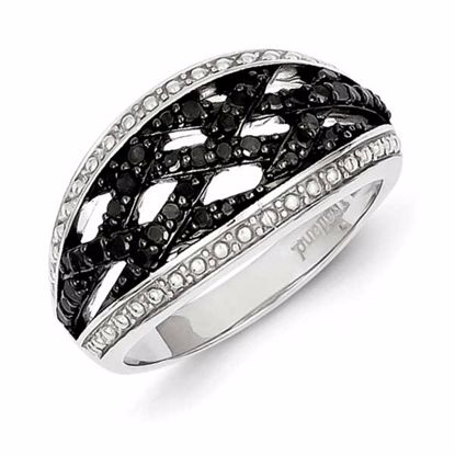 QR2965-7 White Night Sterling Silver Black & White Diamond Ring