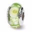 QRS1115 Reflection Beads Sterling Silver Reflections Green/White Hand-blown Glass Bead