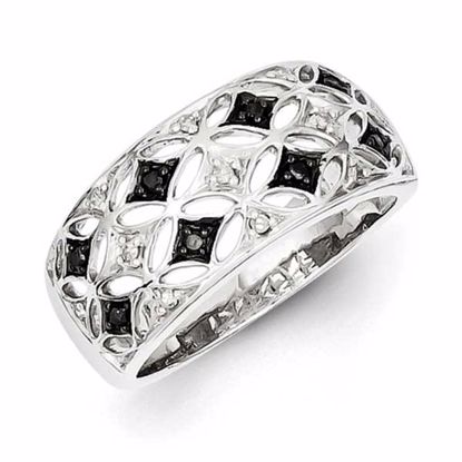 QR5398-7 White Night Sterling Silver Rhodium Plated Back & White Diamond Ring