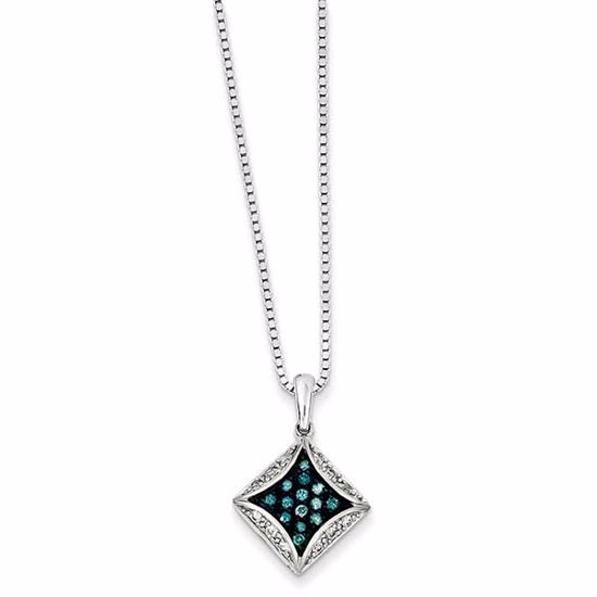 QP3695 White Night Sterling Silver Blue & White Diamond Pendant