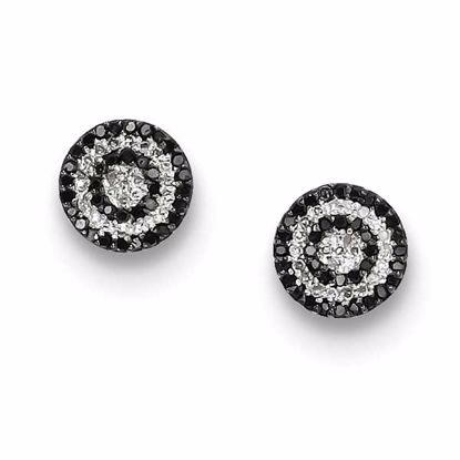 QE10828 White Night Sterling Silver Black and White Diamond Earrings