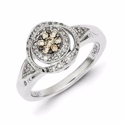 QR5135-6 White Night Sterling Silver Champagne Diamond Oval Ring