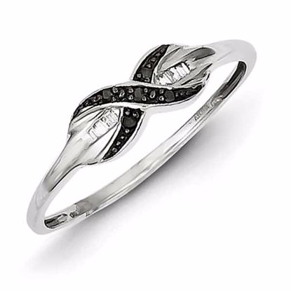 QR3345-6 White Night Sterling Silver Black & White Diamond Ring