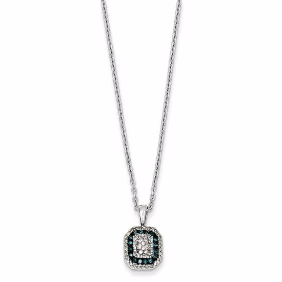 QP3698 White Night Sterling Silver White & Blue Diamond Pendant