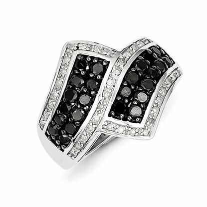 QR3322-7 White Night Sterling Silver Black & White Diamond Ring