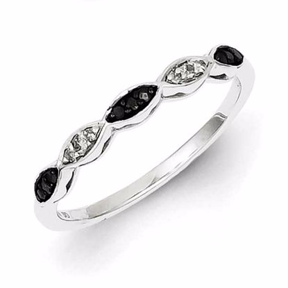 QR5393-7 White Night Sterling Silver Rhodium Plated Back & White Diamond Ring