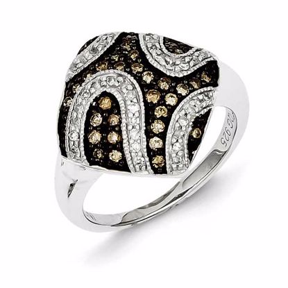 QR5133-6 White Night Sterling Silver Champagne Diamond & Diamond Shape Ring