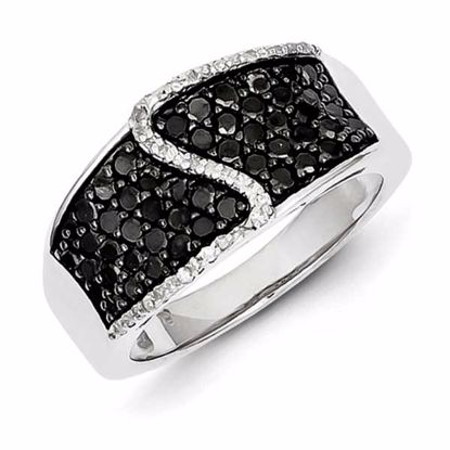 QR2976-7 White Night Sterling Silver Black & White Diamond Ring