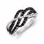 QR3326-7 White Night Sterling Silver Black & White Diamond Ring
