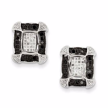 QE7870 White Night Sterling Silver Black & White Diamond Earrings