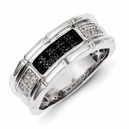 QR5503-11 White Night Sterling Silver White & Black Diamond Men's Ring