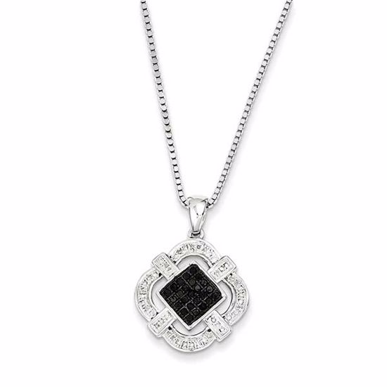 QP2330 White Night Sterling Silver Black & White Diamond Pendant