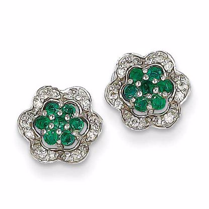 XE2381E/AA Celtic 14k White Gold 1/8Ct Diamond & Emerald Earrings