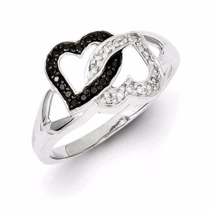 QR3341-6 White Night Sterling Silver Black & White Diamond Ring