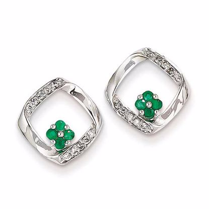 XE2405E/AA Celtic 14k White Gold 1/10ct Diamond & Emerald Earrings