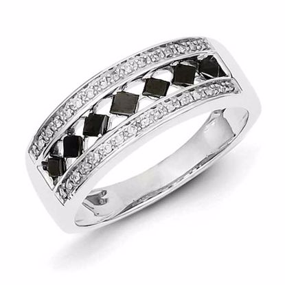 QR3221-6 White Night Sterling Silver Black & White Diamond Ring