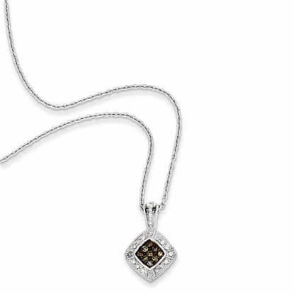 QP3623 White Night Sterling Silver Champagne Diamond Small Diamond Shape Pendant