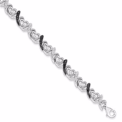QDX1213 White Night Sterling Silver Black & White Diamond Bracelet