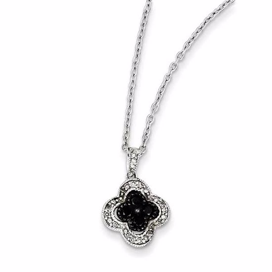 QP2373 White Night Sterling Silver Black & White Diamond Pendant