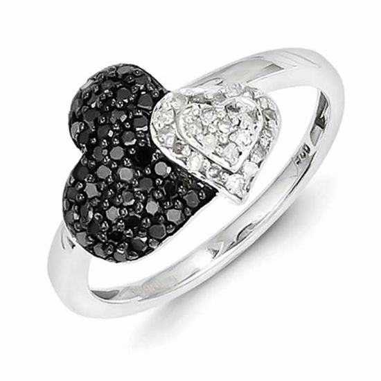 QR5359-6 White Night Sterling Silver Black & White Diamond Ring