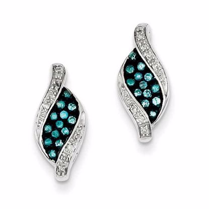 QE10815 White Night Sterling Silver Blue Diamond Marquise Post Earrings