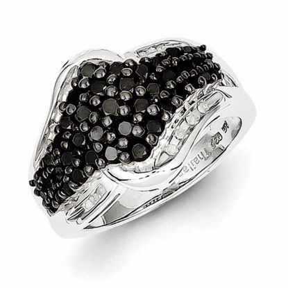 QR3100-7 White Night Sterling Silver Black & White Diamond Ring