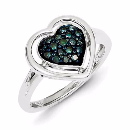 QR5173-7 Closeouts Sterling Silver Blue Diamond Heart Shape Ring