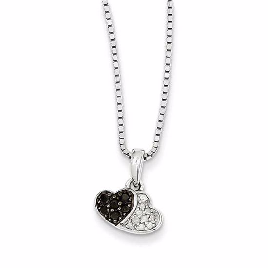 QP2358 White Night Sterling Silver Black & White Diamond Pendant