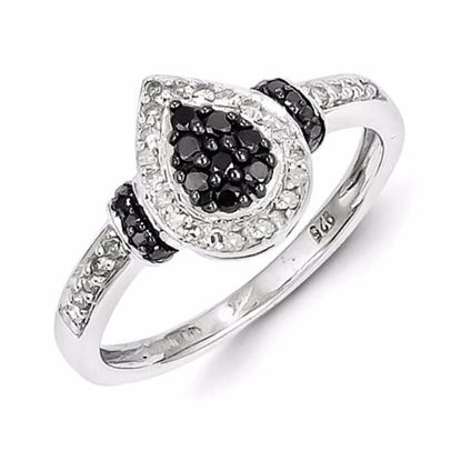 QR5384-7 Closeouts Sterling Silver Black & White Diamond Ring