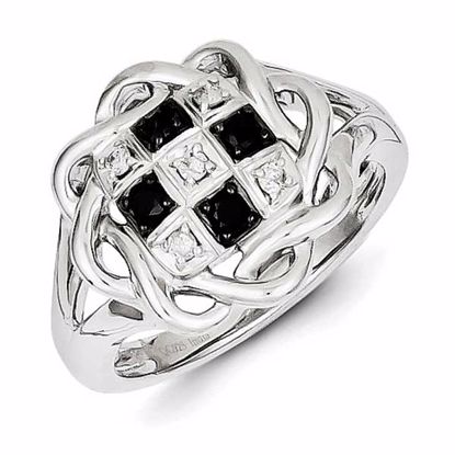 QR3263-8 Closeouts Sterling Silver Black and White Diamond Ring