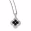 QP3813 Closeouts Sterling Silver Black Diamond Small Flower Pendant