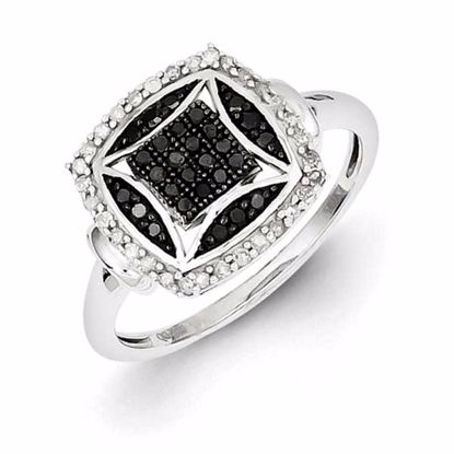 QR5396-8 White Night Sterling Silver Black & White Diamond Ring