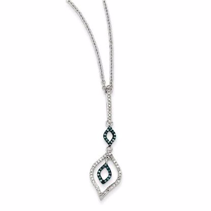 QP3672 White Night Sterling Silver Blue and White Diamond Pendant
