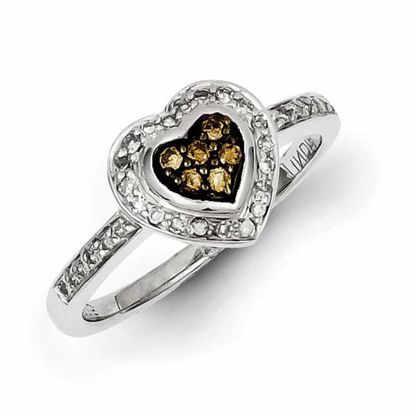 QR5145-7 White Night Sterling Silver Champagne Diamond Small Heart Ring