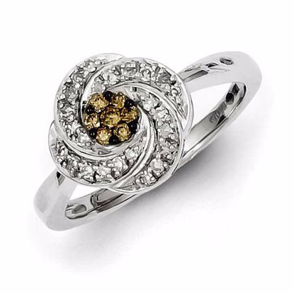 QR5155-6 White Night Sterling Silver White & Champagne Diamond Ring