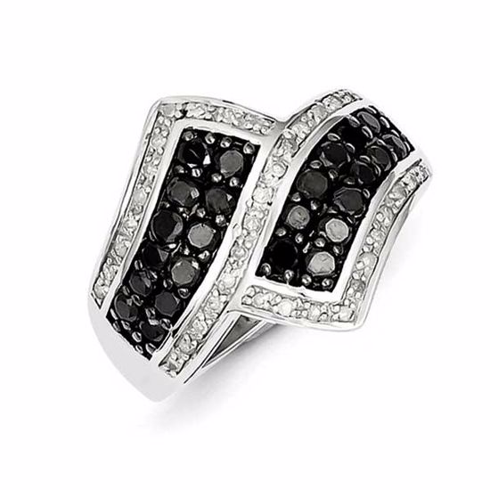 QR3322-6 White Night Sterling Silver Black & White Diamond Ring