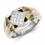 QR5570-10 White Night Sterling Silver and Gold Plated Black & White Diamond Men's Ring