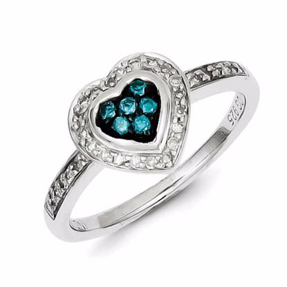 QR5162-7 White Night Sterling Silver Blue Diamond Small Heart Ring