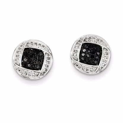 QE7867 White Night Sterling Silver Black & White Diamond Earrings