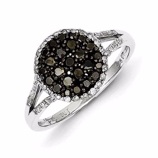 QR2969-7 White Night Sterling Silver Black & White Diamond Ring